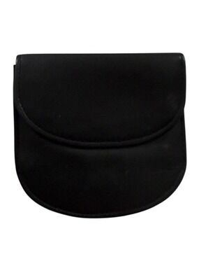 Lisa Loren Black Leather Coin Purse Wallet | Compact Snap Mini